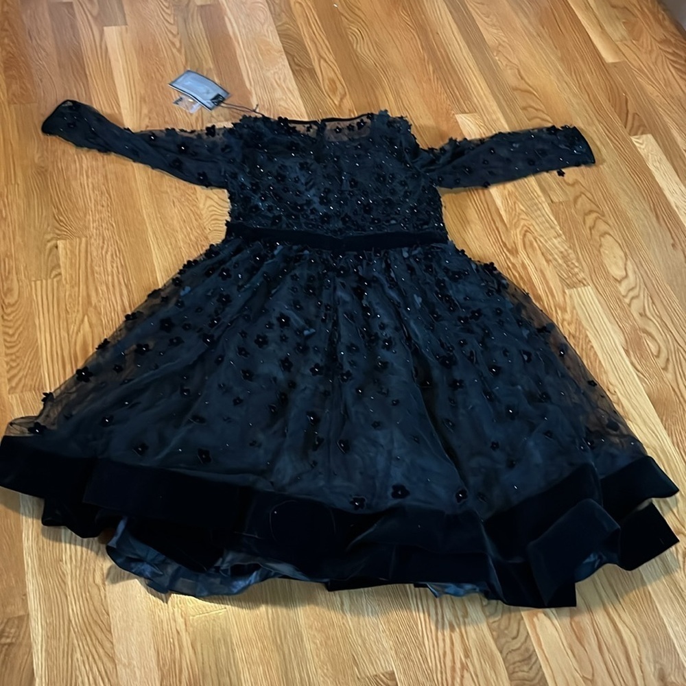 Mac Duggal Embellished Illusion High Neck Long Sleeve Fit & Flare Size 14 NWT - Picture 12 of 13